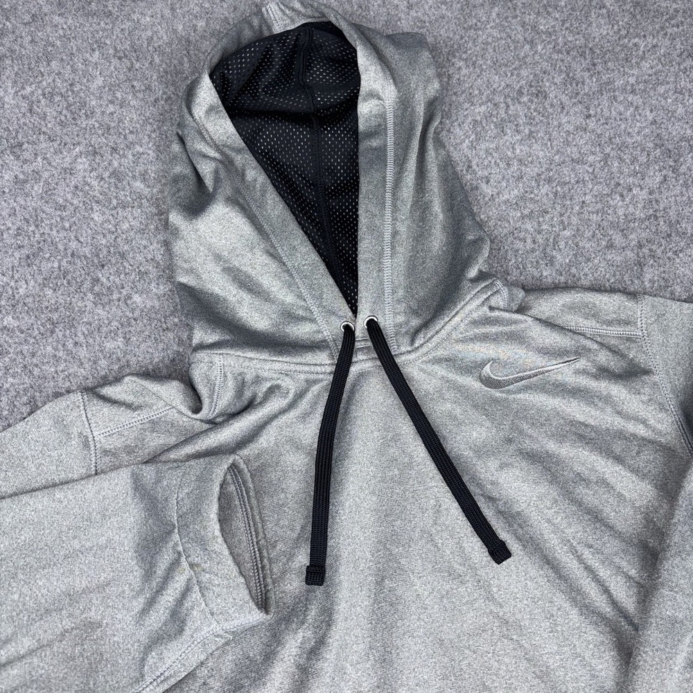 Nike Therma Fit Hoodie Mens Medium Gray Black Athletic Pullover Stretch Casual